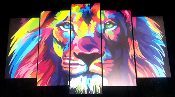 Quadro Mosaico Leão de Judá Colorido 5 Partes